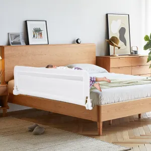 100 CM/120 CM Foldable Baby Bed Rail with Removable Washable Cover and Safety Strap-White-120 cm