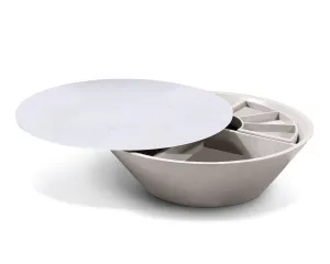 12" Grey Glass Coffee Table With A Swivel Compartment