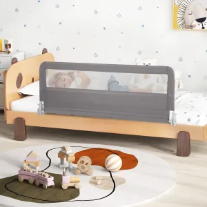 150CM Foldable Baby Bed Rail Guard with Washable Cover and Safety Strap-Grey