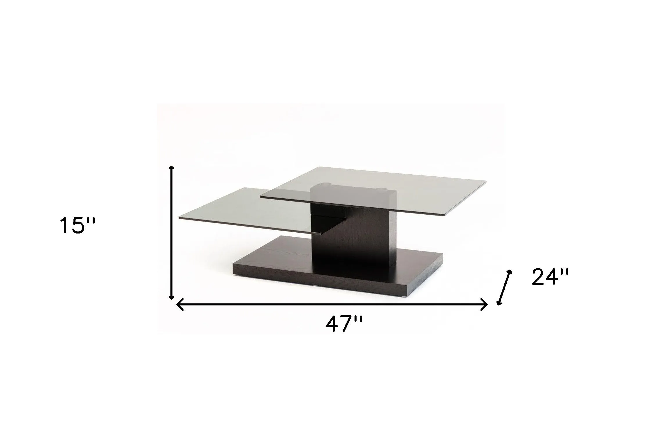 15" Black Oak Mdf And Glass Coffee Table