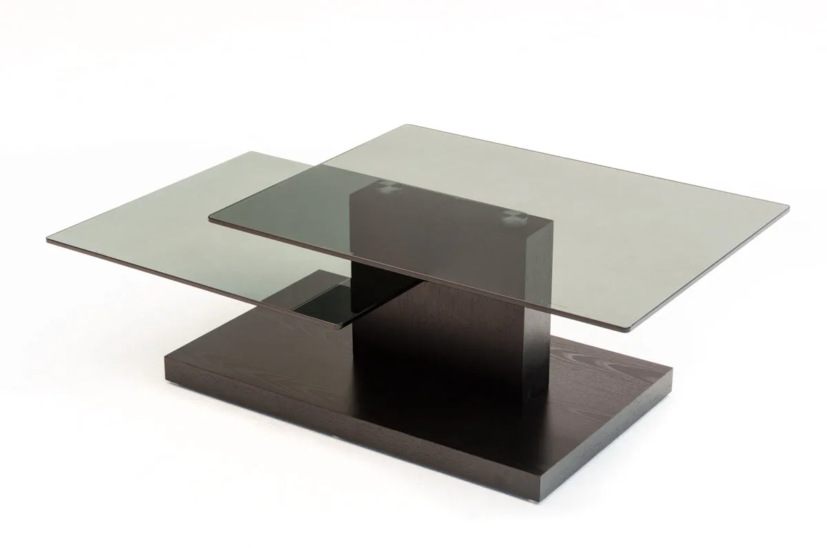 15" Black Oak Mdf And Glass Coffee Table