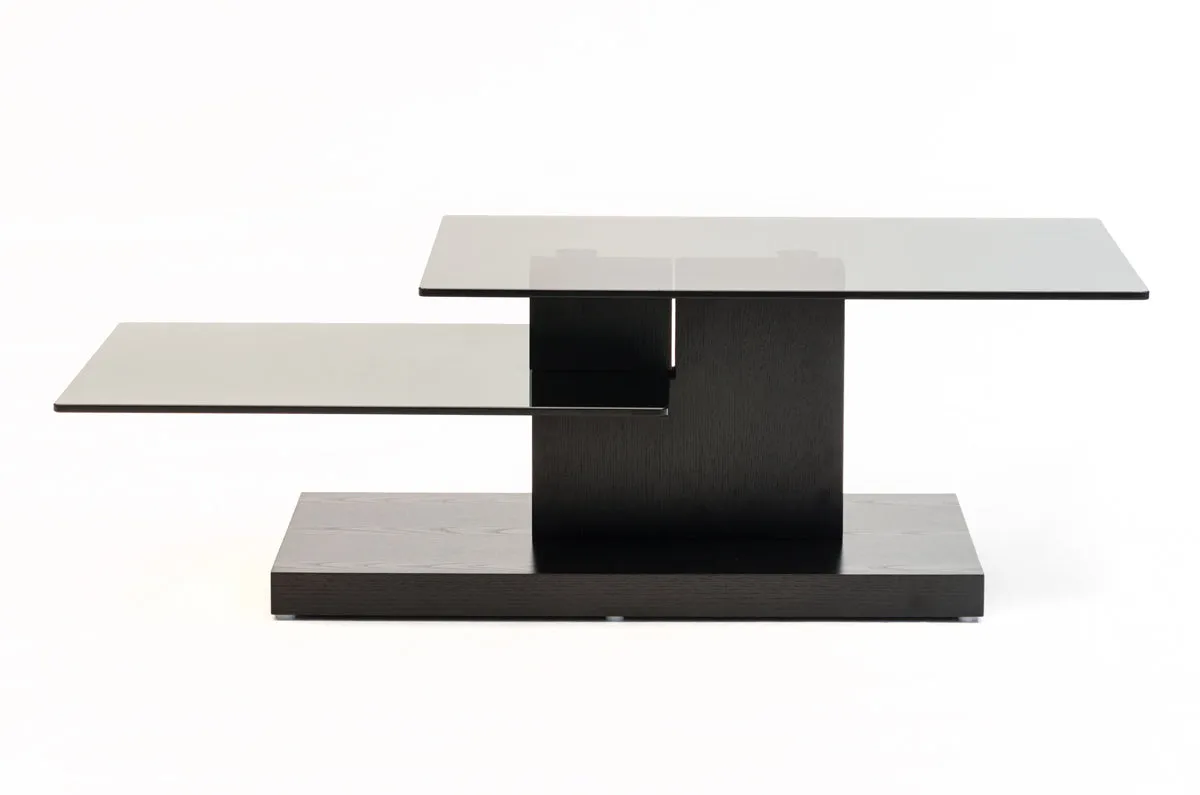 15" Black Oak Mdf And Glass Coffee Table