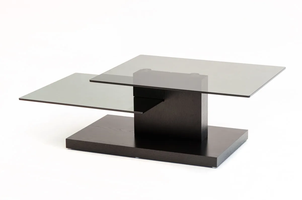15" Black Oak Mdf And Glass Coffee Table
