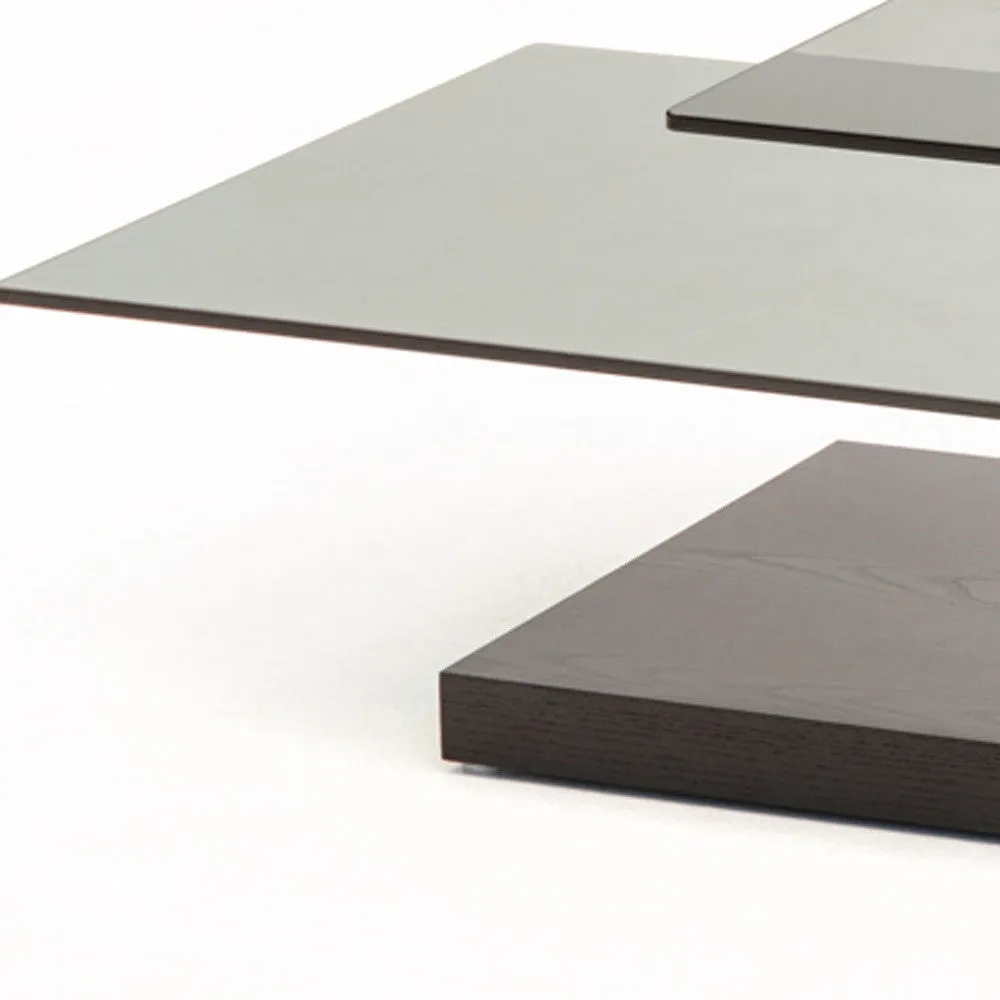 15" Black Oak Mdf And Glass Coffee Table
