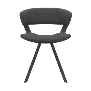 18 Inches Curved Padded Dining Chair With Angled Legs, Black By Benzara