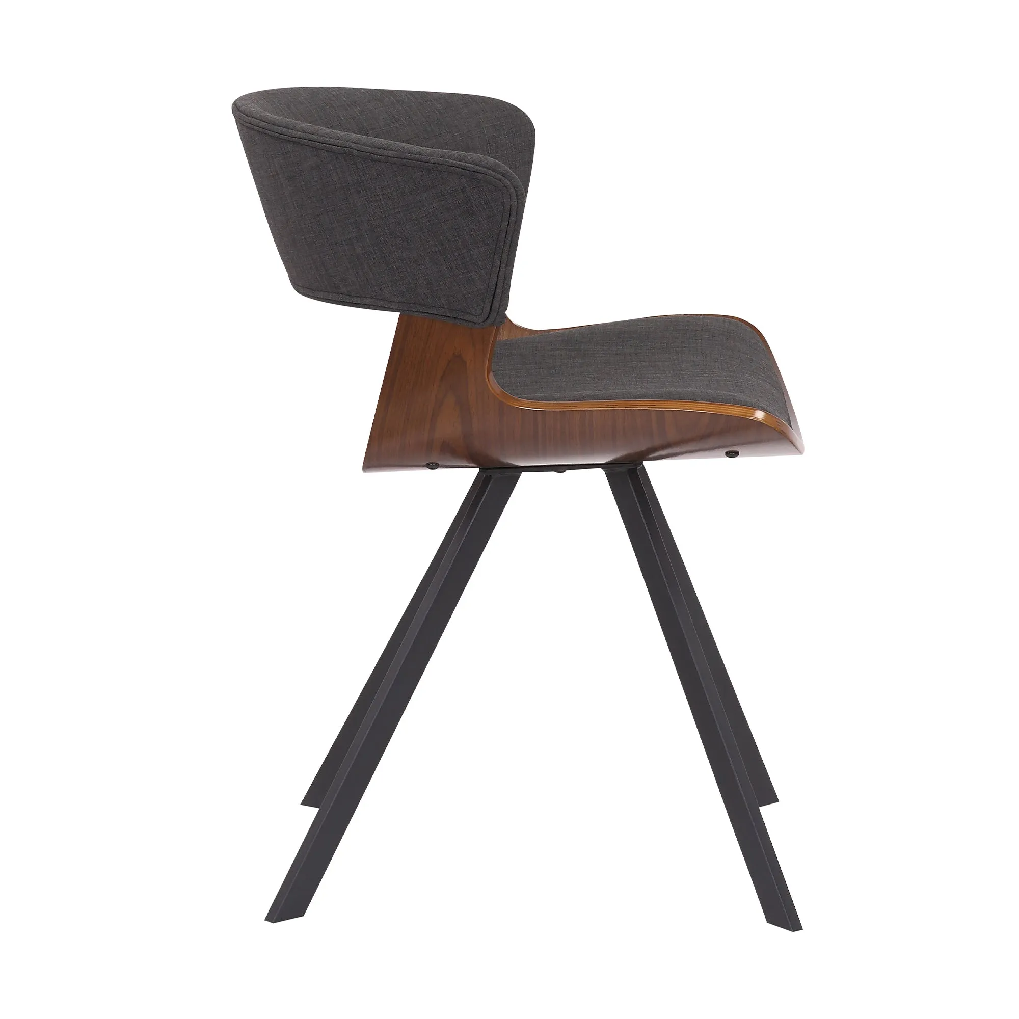 18 Inches Curved Padded Dining Chair With Angled Legs Brown And Black By Benzara