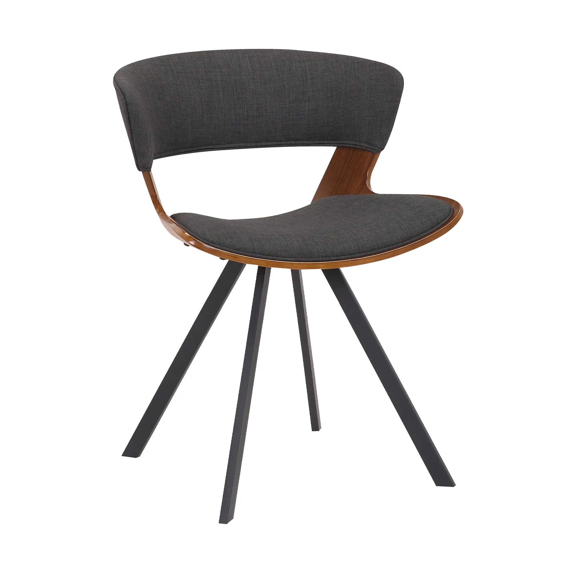 18 Inches Curved Padded Dining Chair With Angled Legs Brown And Black By Benzara