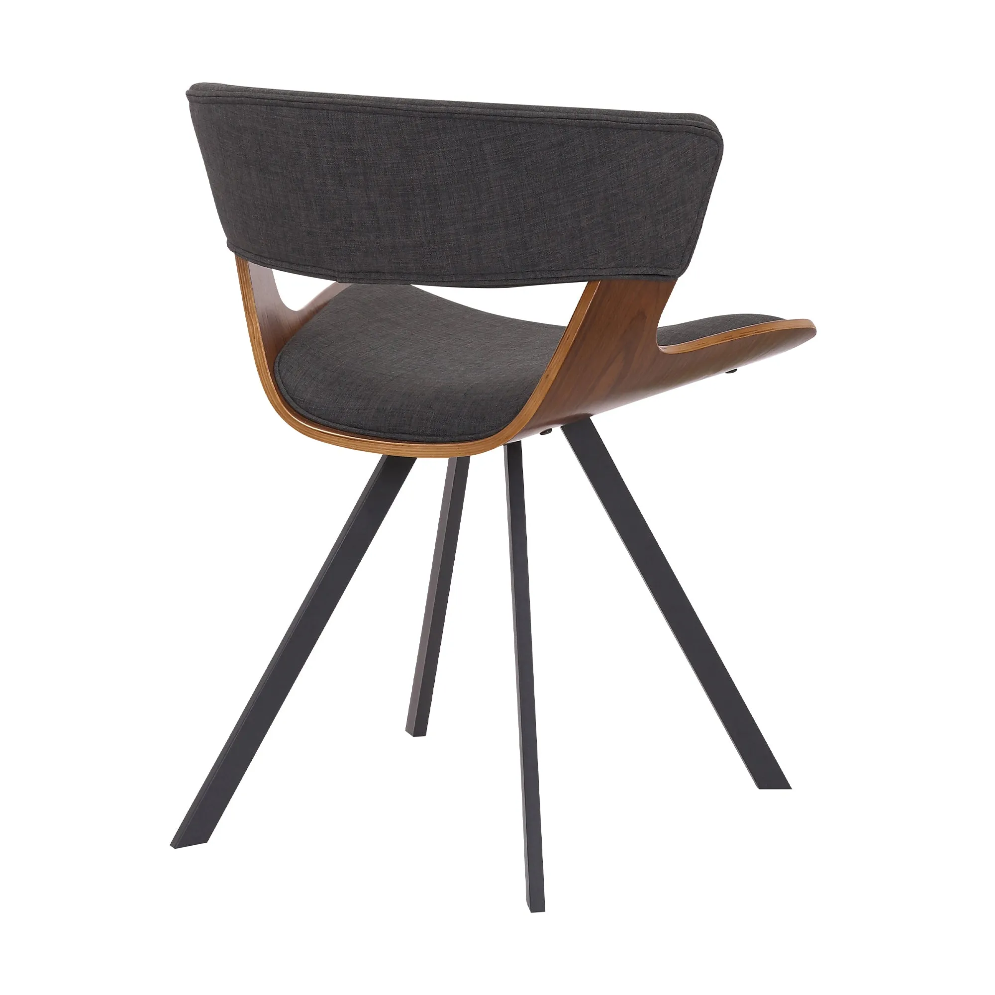 18 Inches Curved Padded Dining Chair With Angled Legs Brown And Black By Benzara