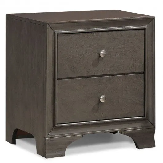 2 Drawer Storage Sofa Side Nightstand with USB Port-Gray