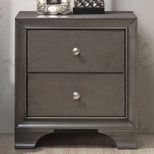2 Drawer Storage Sofa Side Nightstand with USB Port-Gray
