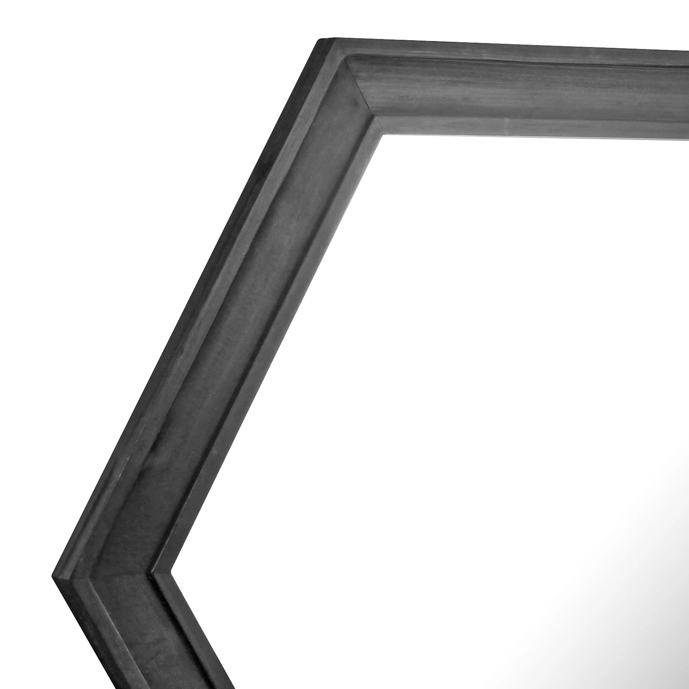 24" Hexagon Hanging Wall Mirror with Black Painted Wood Frame
