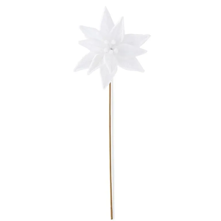 25 Inch White Velvet Poinsettia