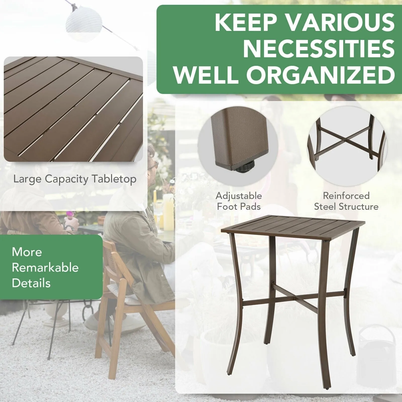 3pc Rattan Bar Furniture Set - Brown