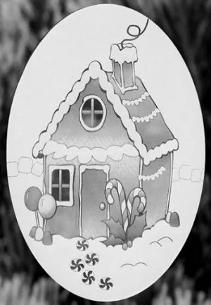 4" x  6" Oval Gingerbread House | (Static Cling)