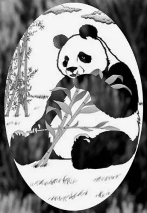 4" x 6" Oval Panda Bear Etched Glass Decal |(Static Cling)