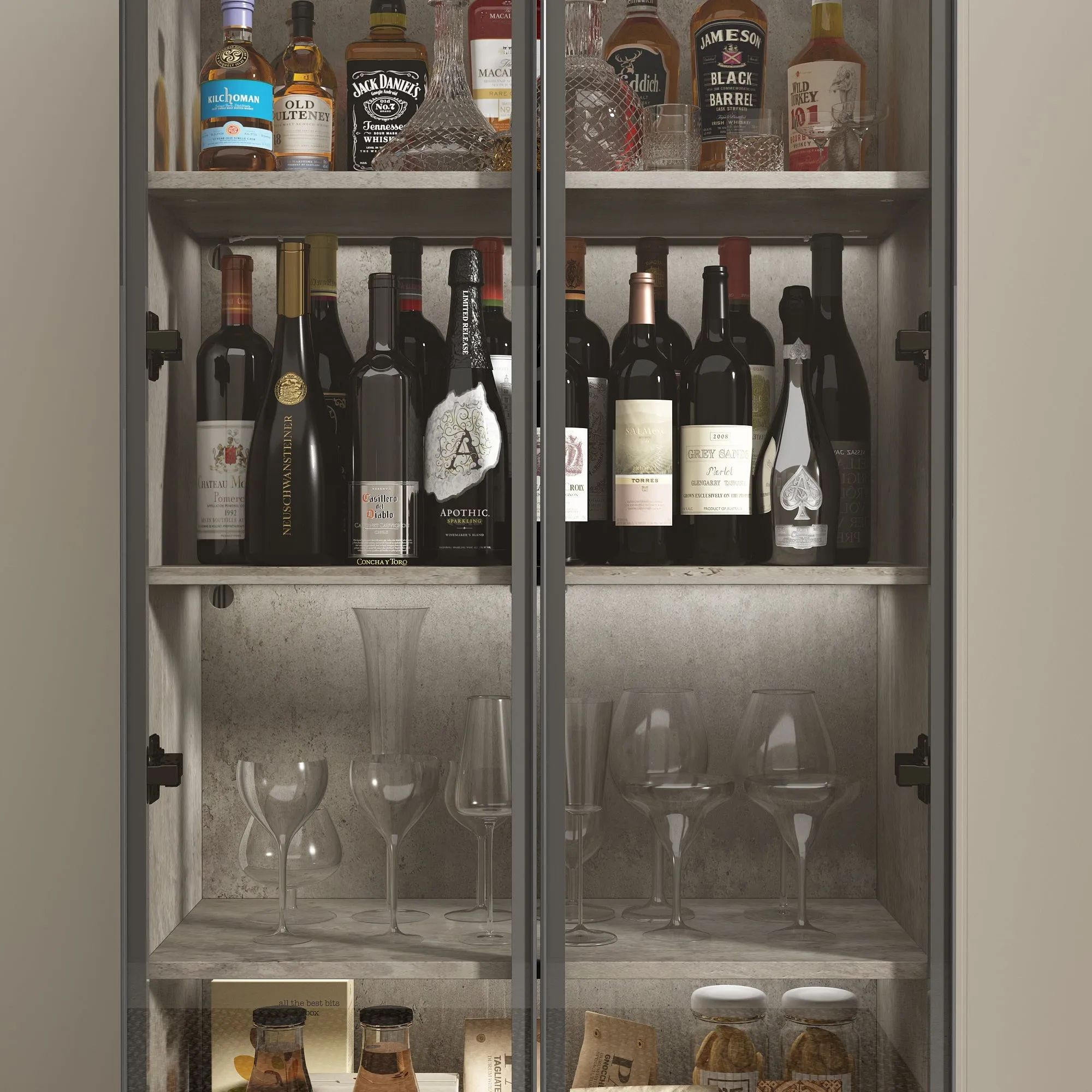 5 Tier Glass Display Cabinet with Light, Storage Curio Cabinet with Pop-up Glass Doors