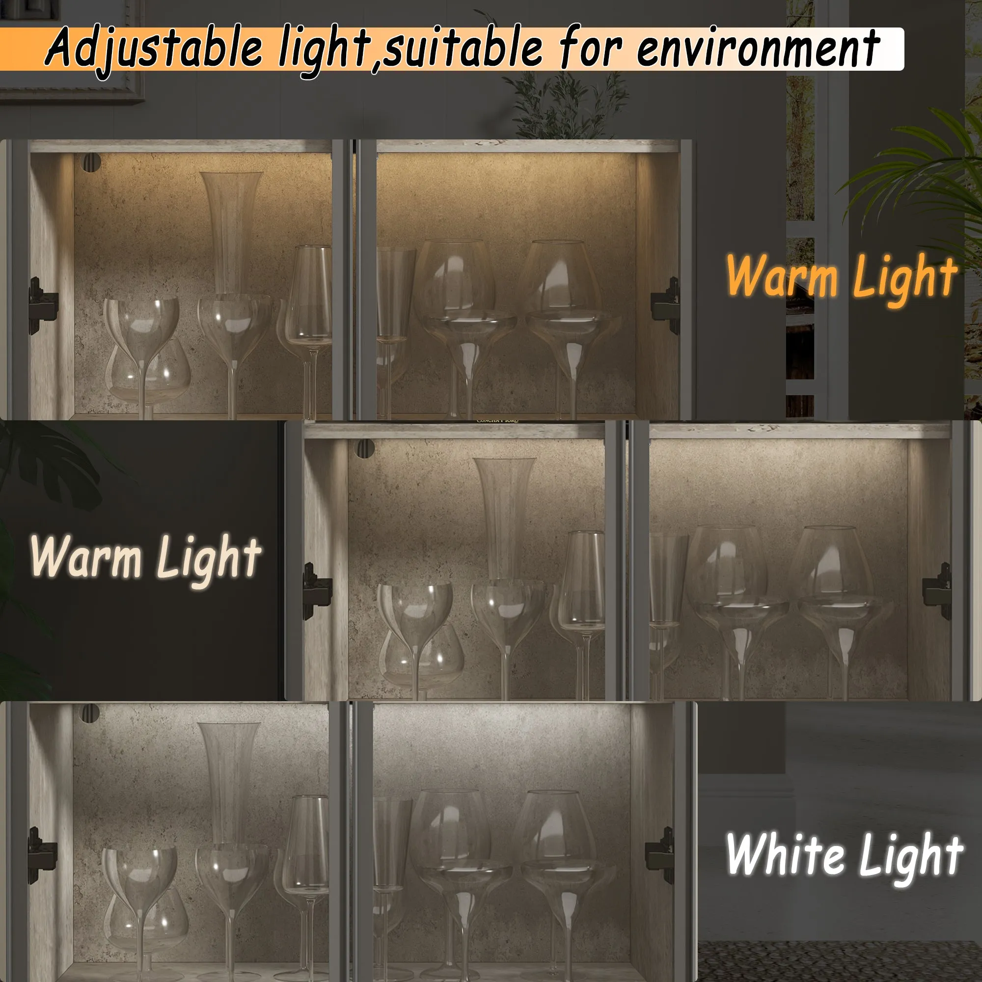 5 Tier Glass Display Cabinet with Light, Storage Curio Cabinet with Pop-up Glass Doors