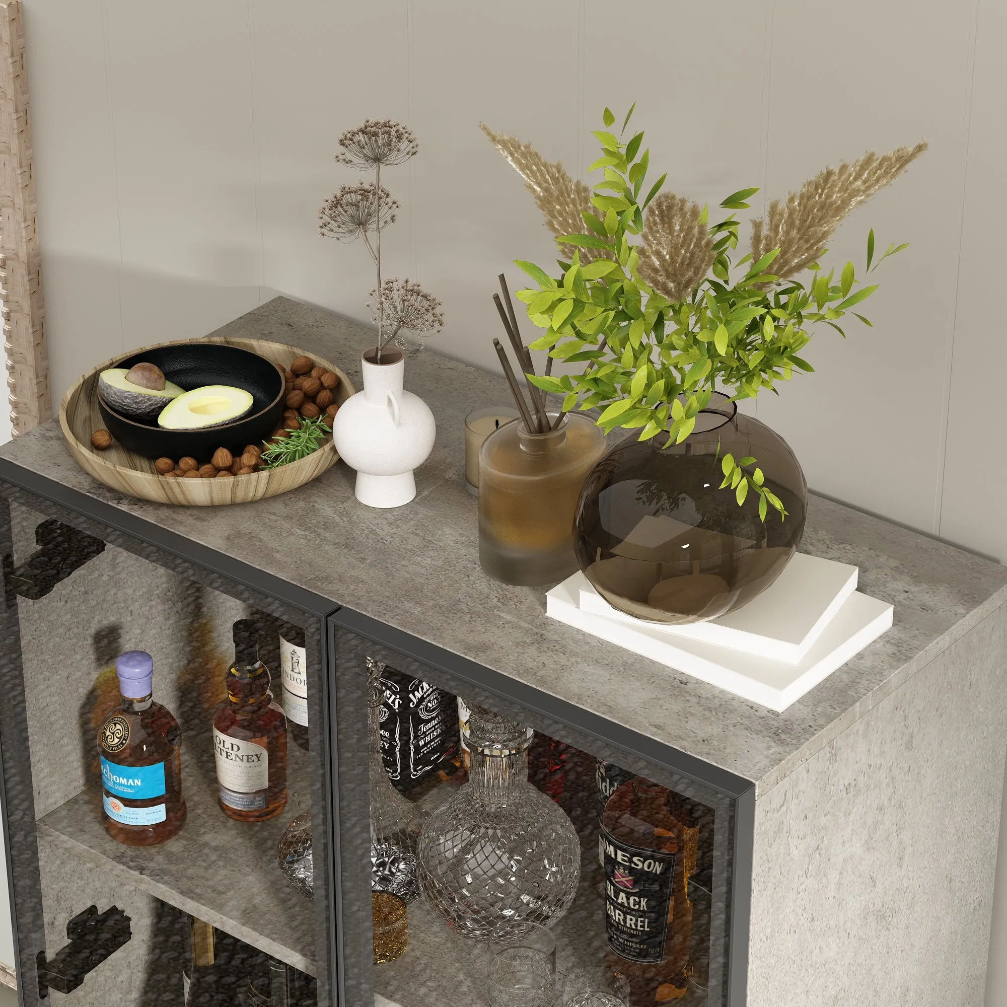 5 Tier Glass Display Cabinet with Light, Storage Curio Cabinet with Pop-up Glass Doors