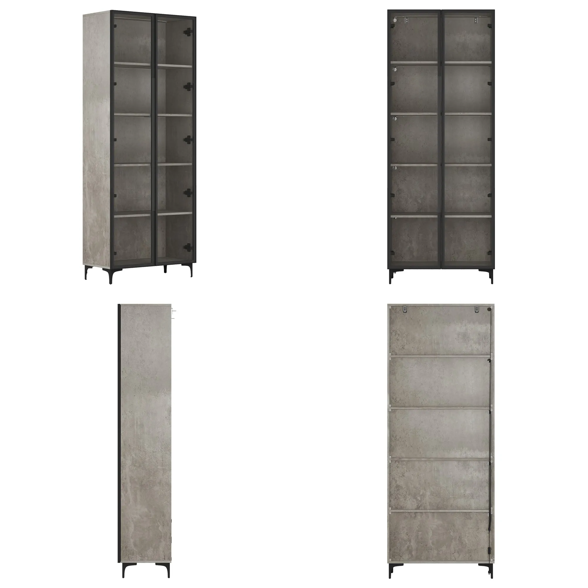 5 Tier Glass Display Cabinet with Light, Storage Curio Cabinet with Pop-up Glass Doors