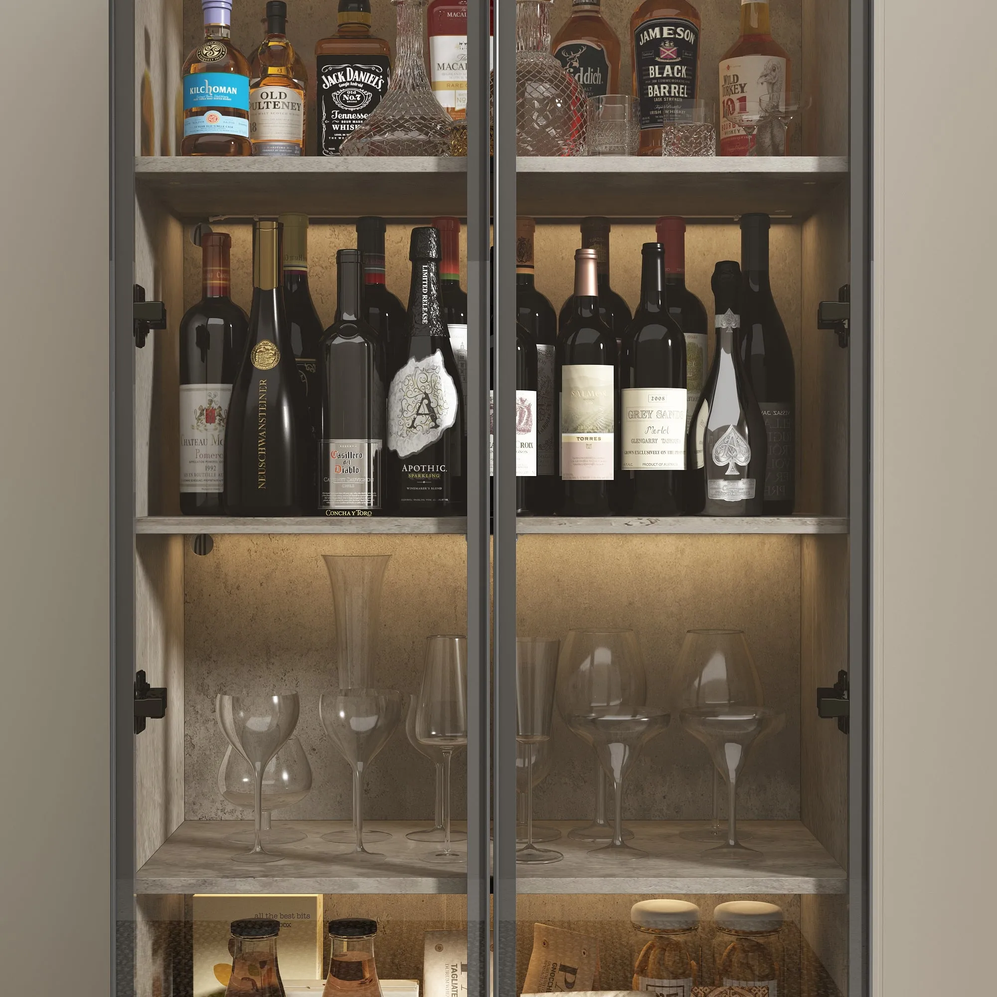 5 Tier Glass Display Cabinet with Light, Storage Curio Cabinet with Pop-up Glass Doors