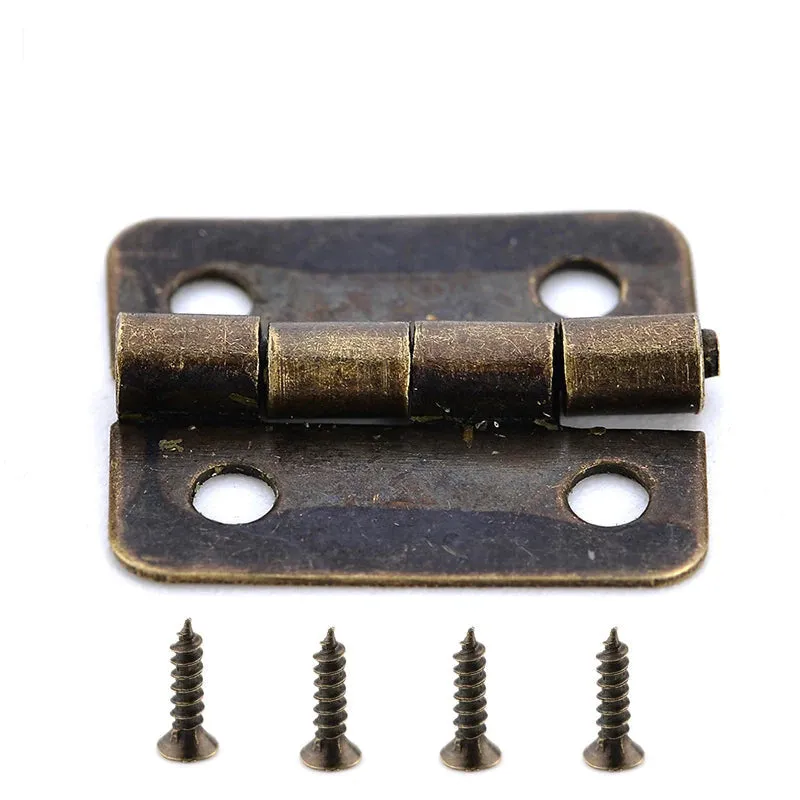 50 Antique Mini Bronze Gold Door Hinges for Cabinets Boxes