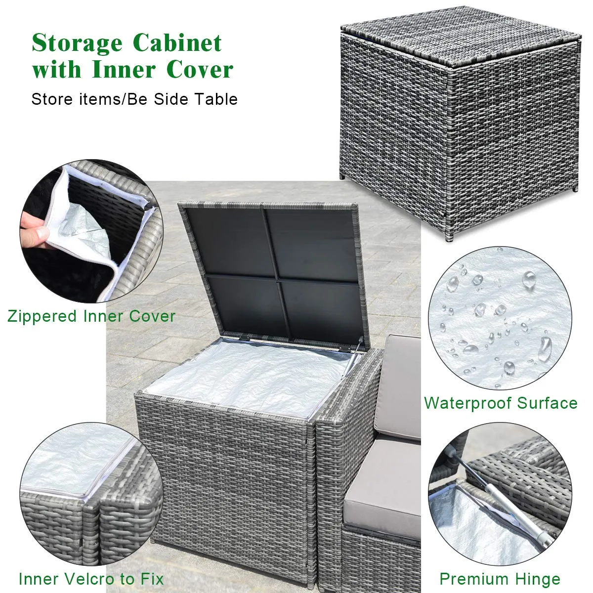 8 PCS Outdoor Patio Furniture Set, Rattan Wicker Sofa Set