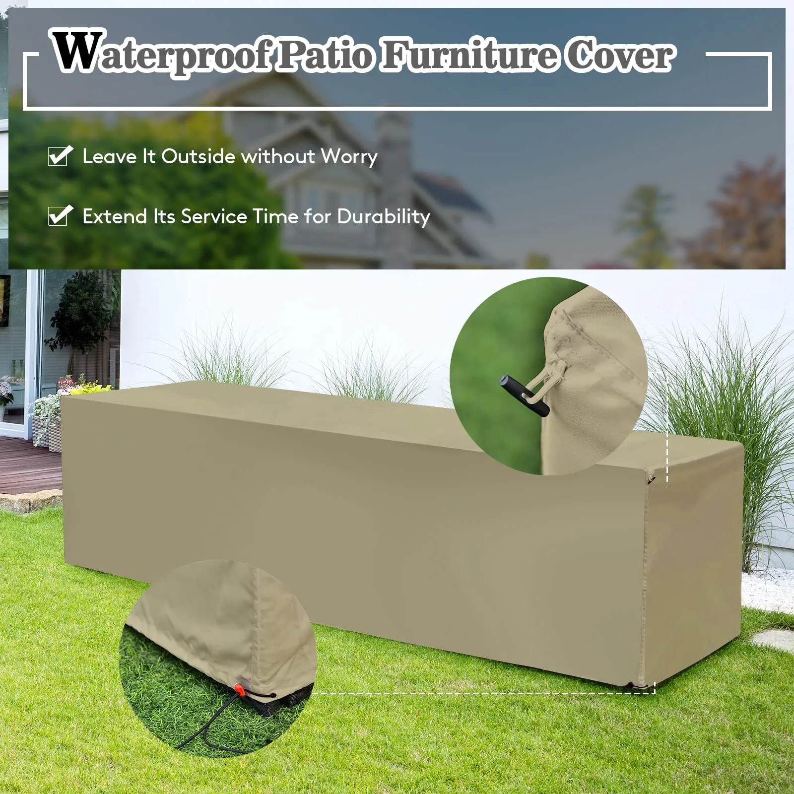 8-Piece Patio Furniture Set with Cover, 2 Ottomans, 2 Armless Sofas & Corner Sofas