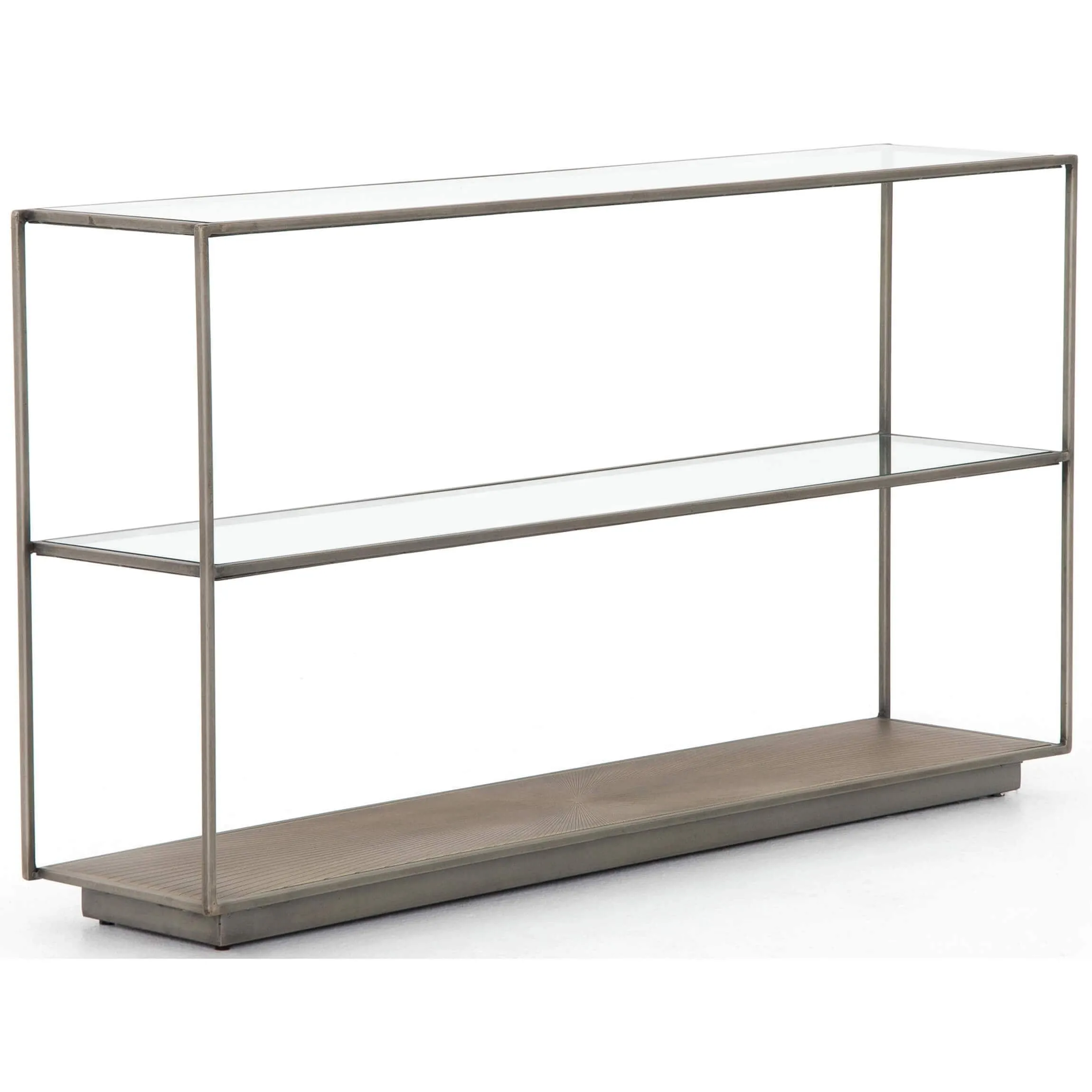Abel Sunburst Console Table, Aged Brass