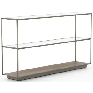 Abel Sunburst Console Table, Aged Brass