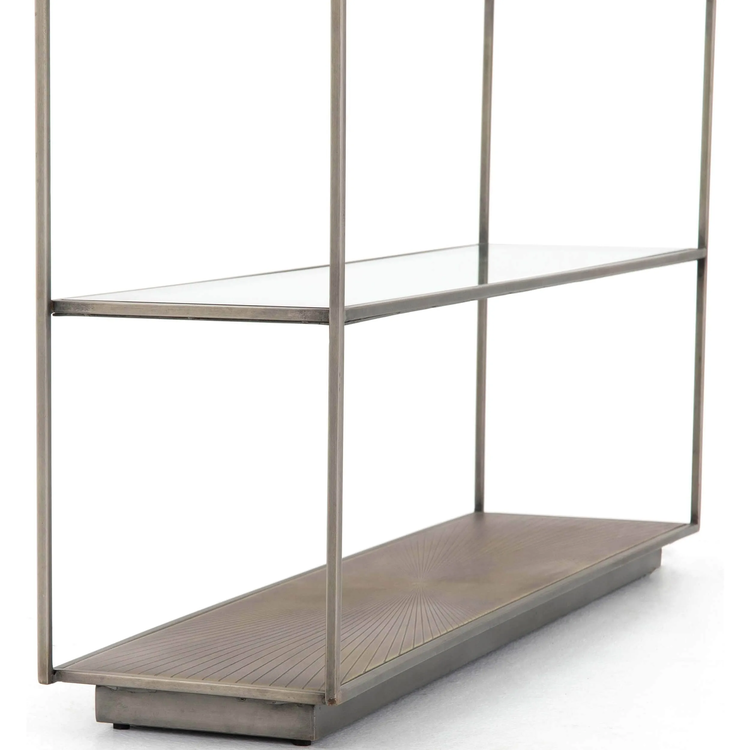 Abel Sunburst Console Table, Aged Brass