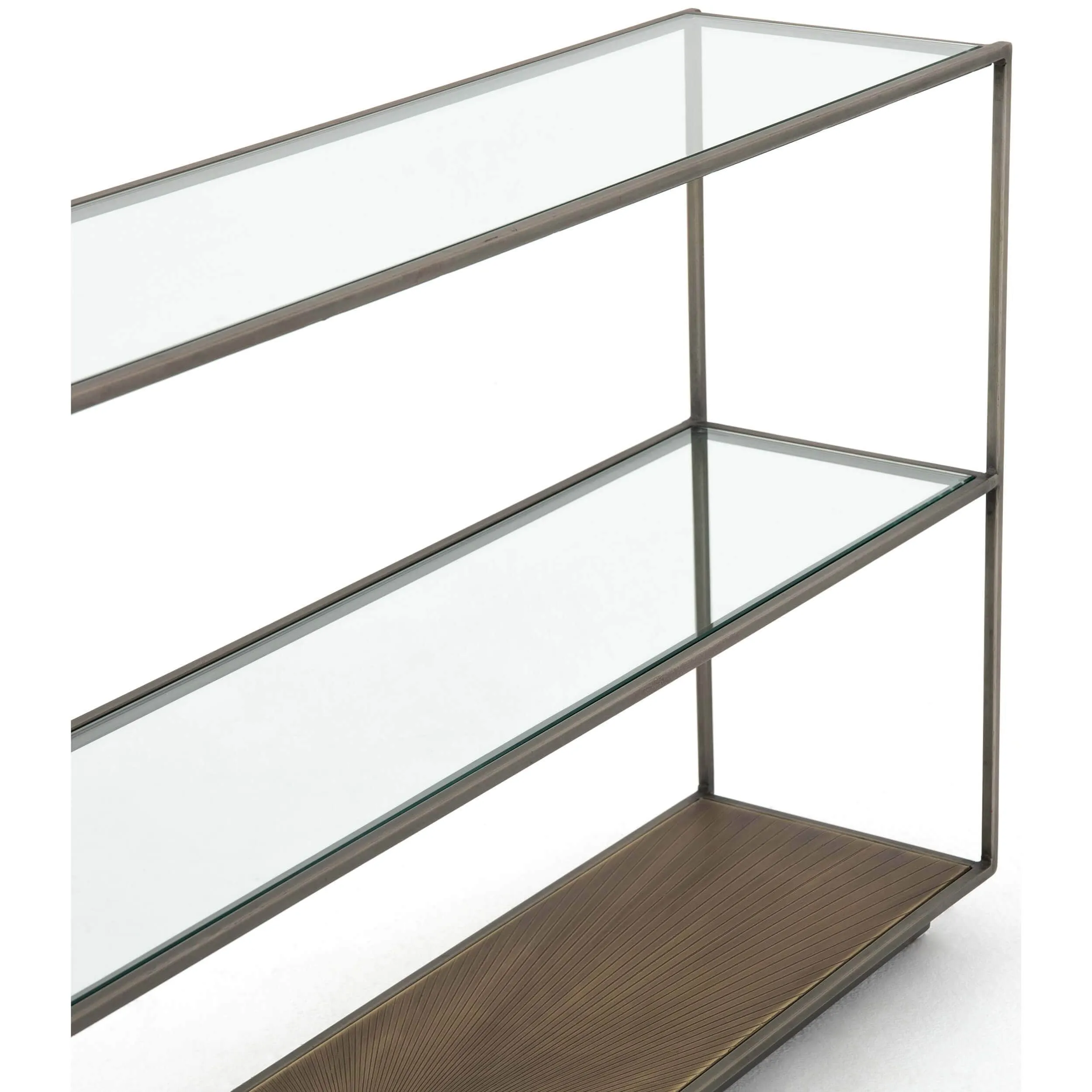 Abel Sunburst Console Table, Aged Brass