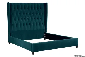 Adlington Velvet Upholstered Winged Bed - Peacock