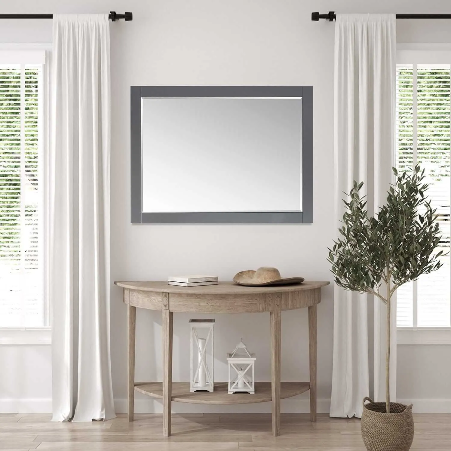Altair Ivy 48 x 36 Wood Framed Bathroom Wall Mirror