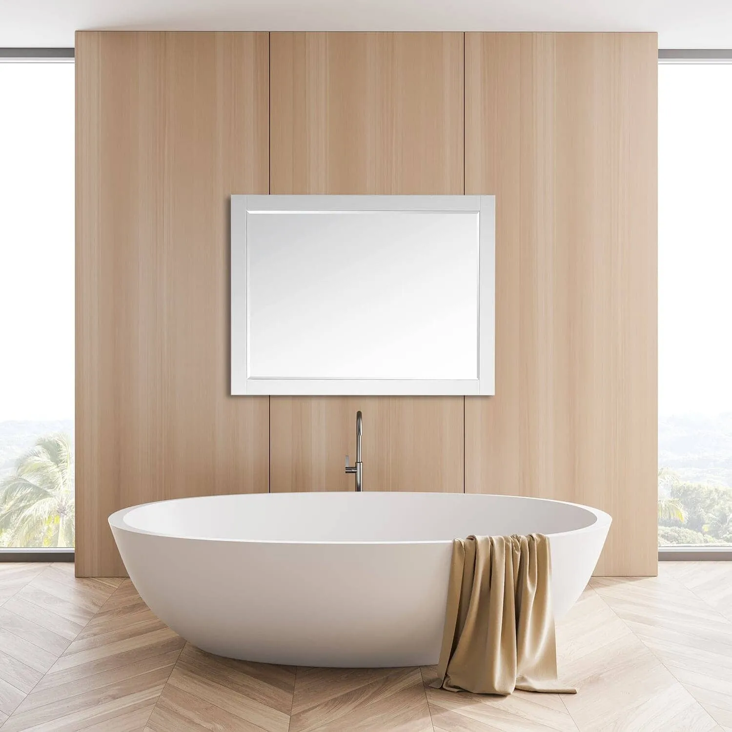 Altair Ivy 48 x 36 Wood Framed Bathroom Wall Mirror