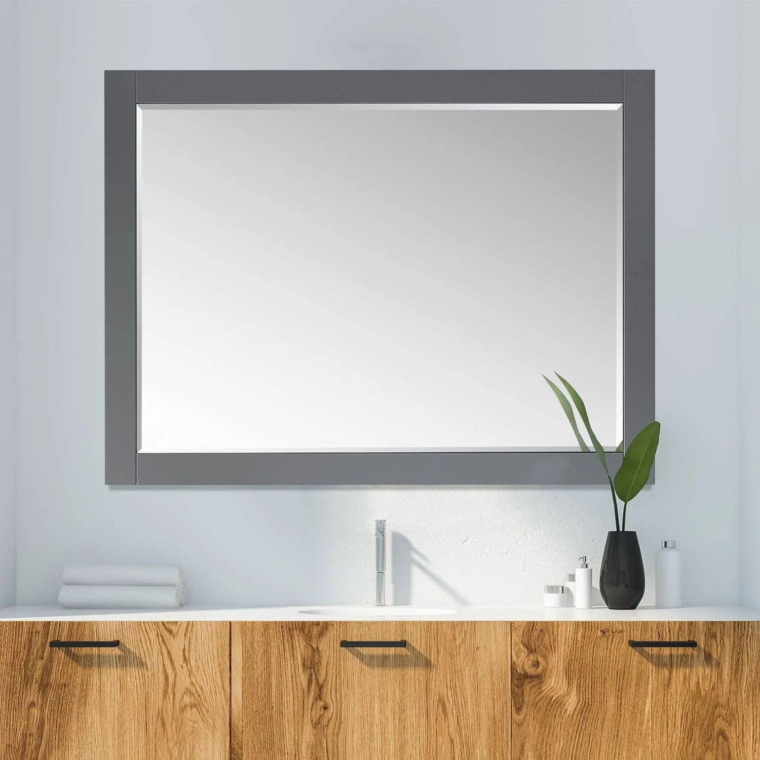 Altair Ivy 48 x 36 Wood Framed Bathroom Wall Mirror