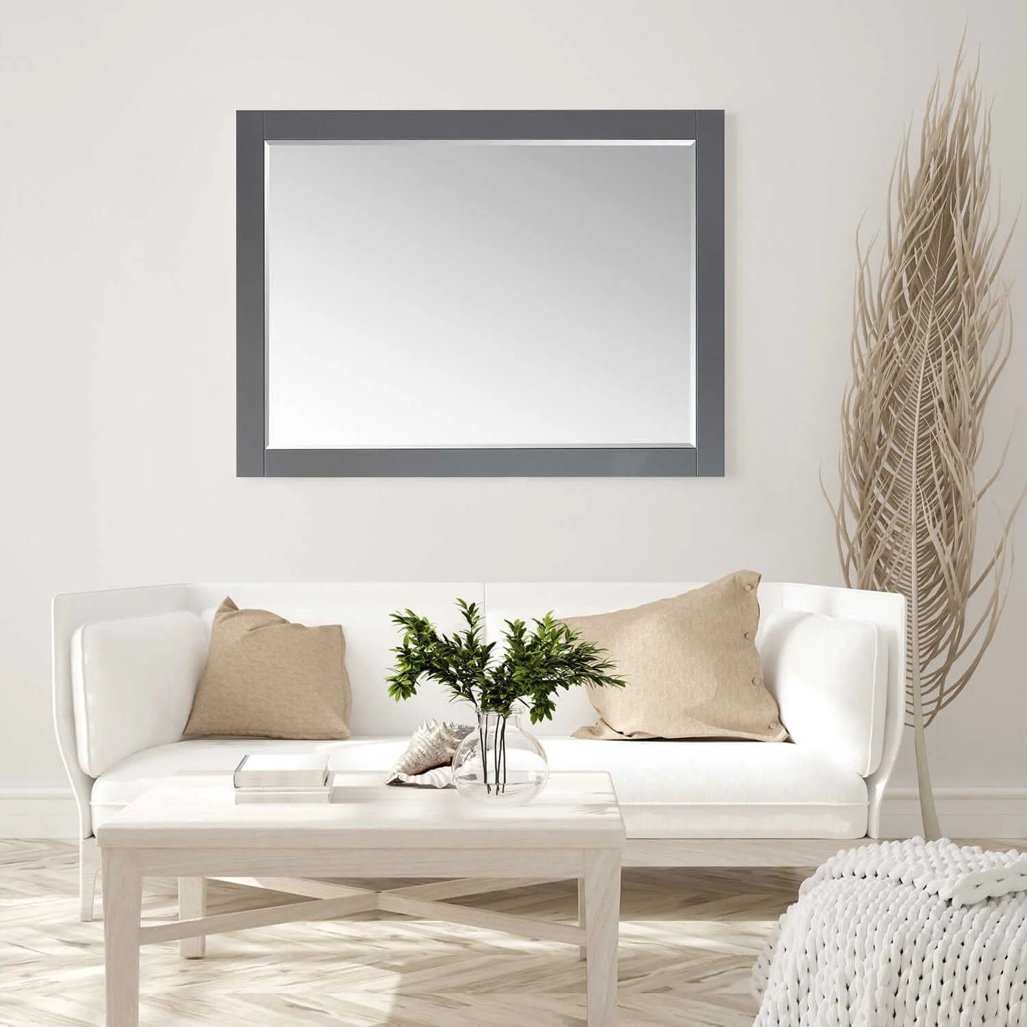 Altair Ivy 48 x 36 Wood Framed Bathroom Wall Mirror