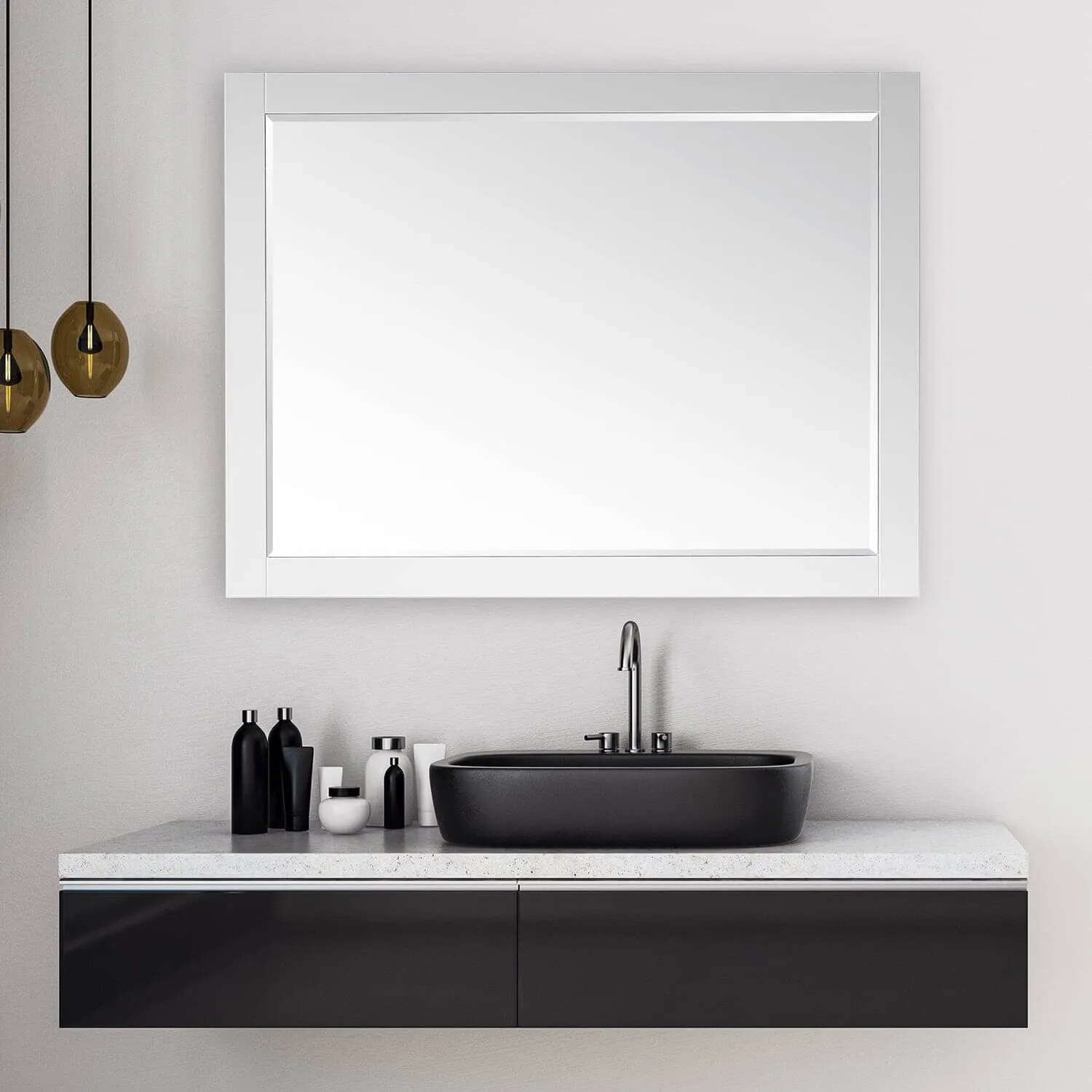 Altair Ivy 48 x 36 Wood Framed Bathroom Wall Mirror