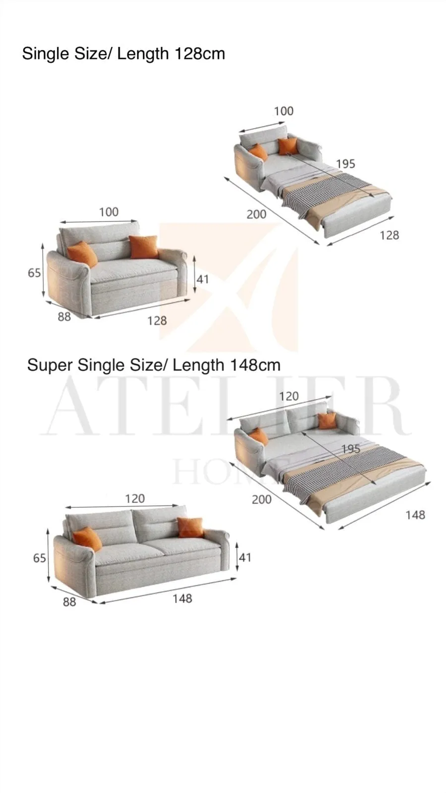 Alvis Cotton Fabric Storage Sofa Bed