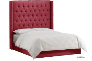 Balmoral Linen Upholstered Winged Bed - Wine