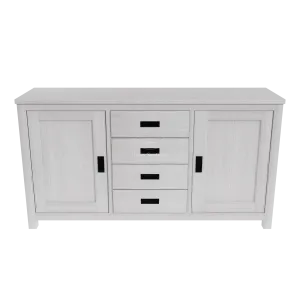 Beech Buffet 2 Door 4 Drawer Brushed White