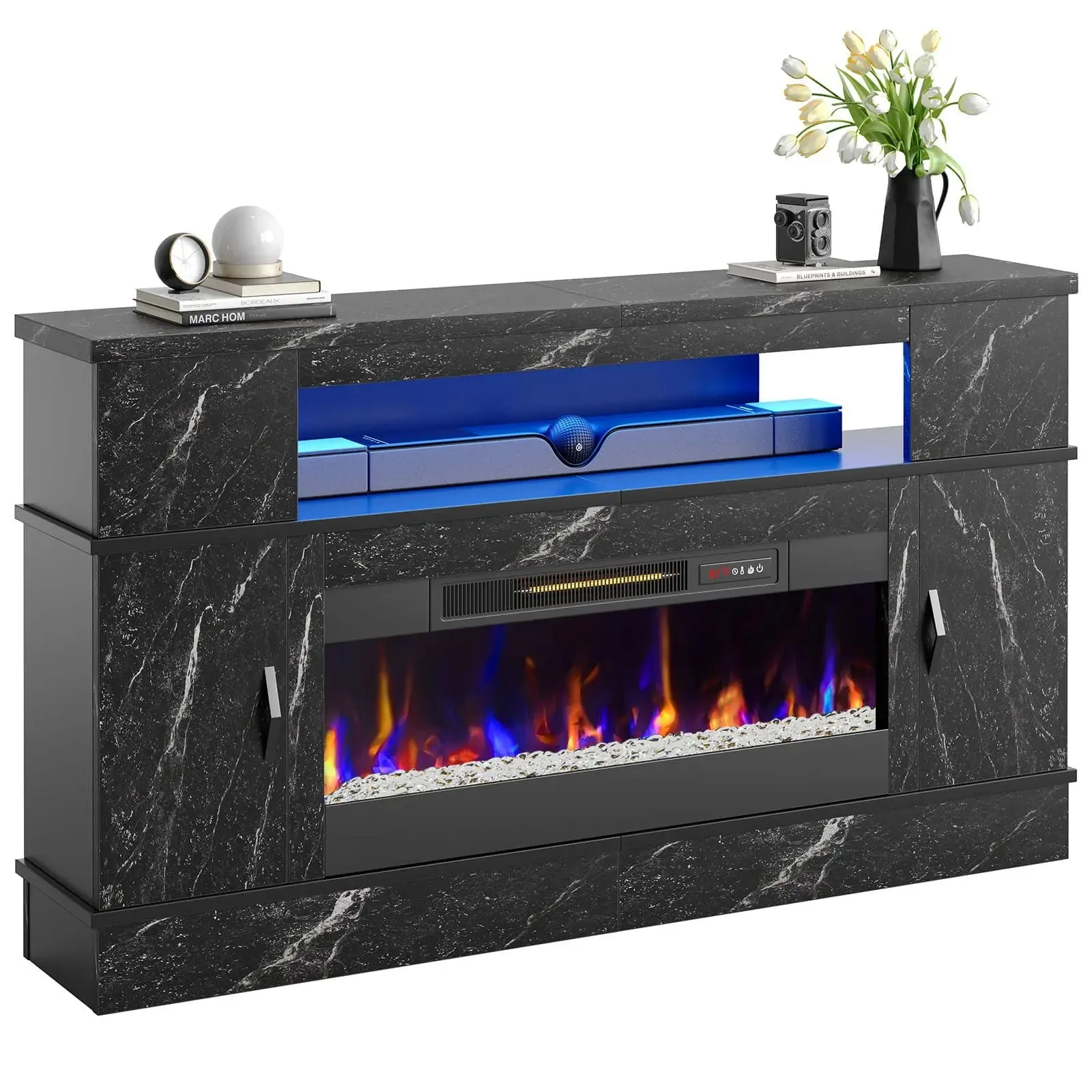 Bestier LED Fireplace TV Stand with 36 Inch Electric Fireplace