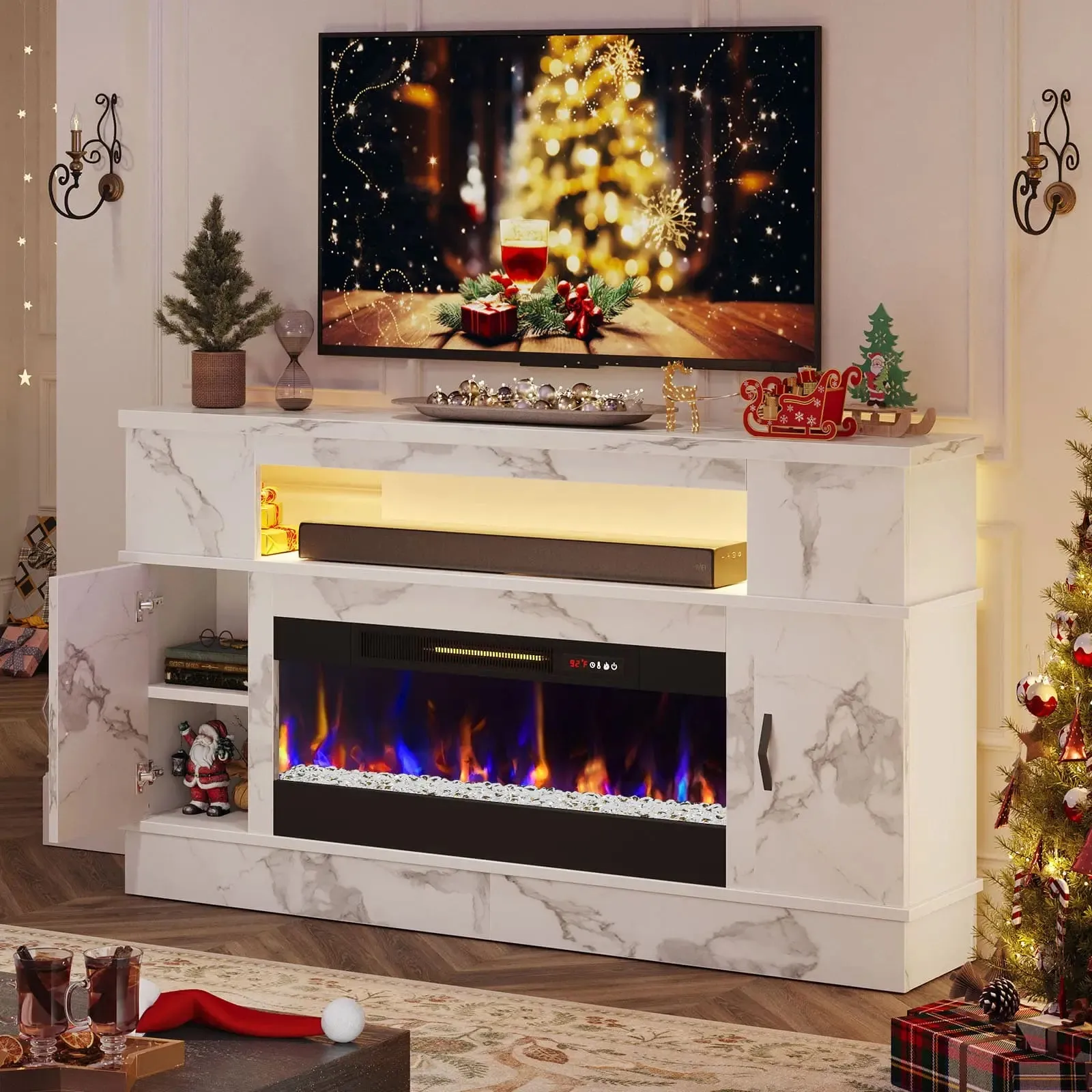 Bestier LED Fireplace TV Stand with 36 Inch Electric Fireplace