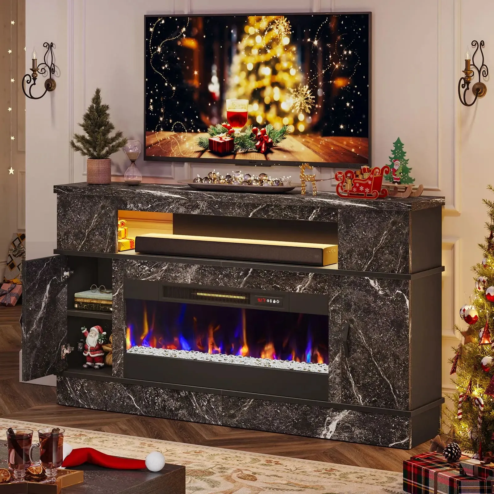 Bestier LED Fireplace TV Stand with 36 Inch Electric Fireplace