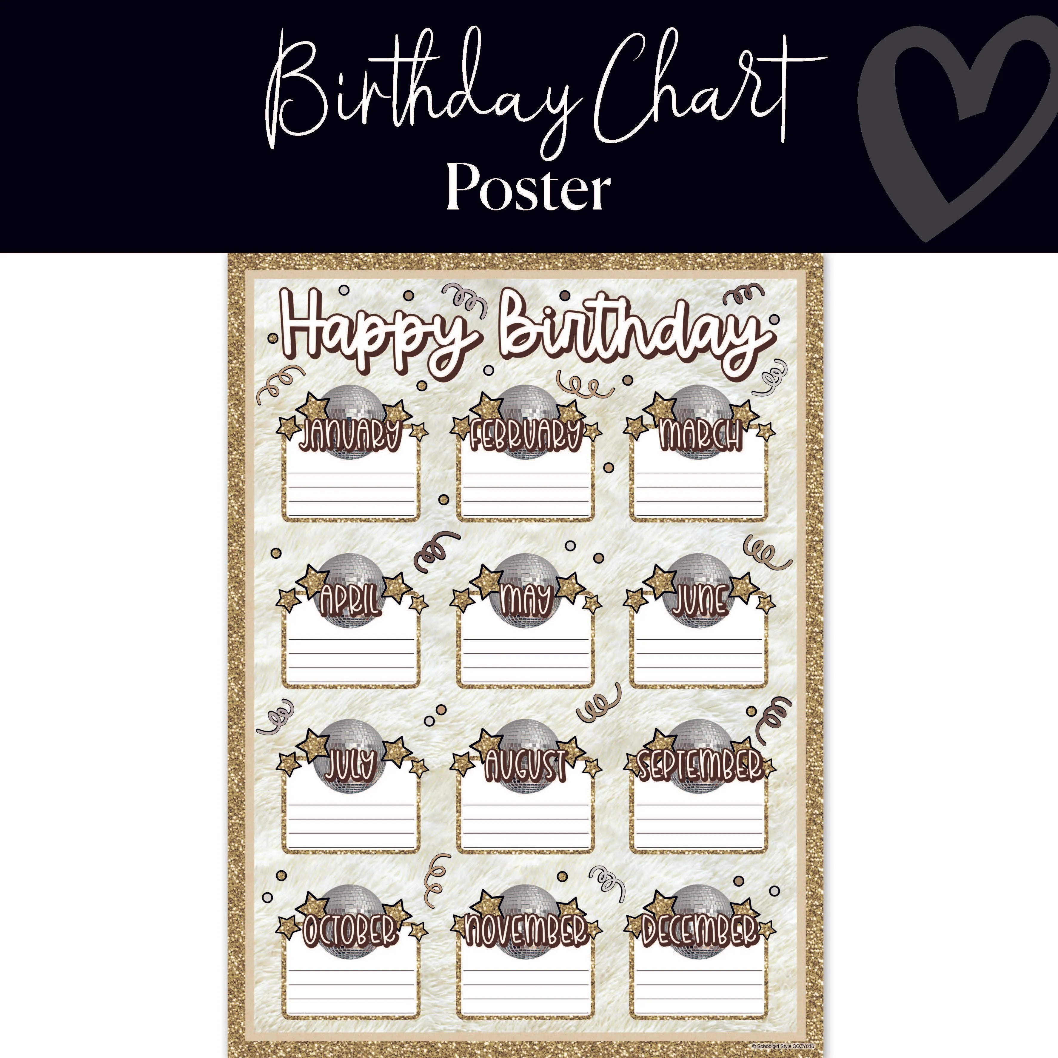Birthday Chart | Classroom Posters | Cozy | Schoolgirl Style