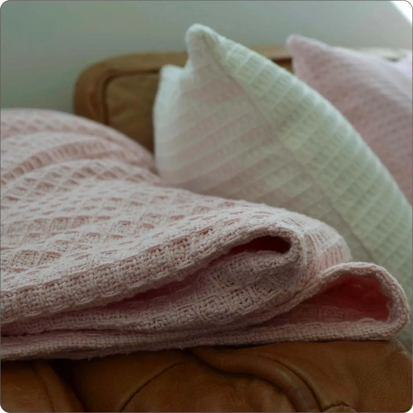 Blanket - Organic Waffle Byron Blush (130 x 180cm)
