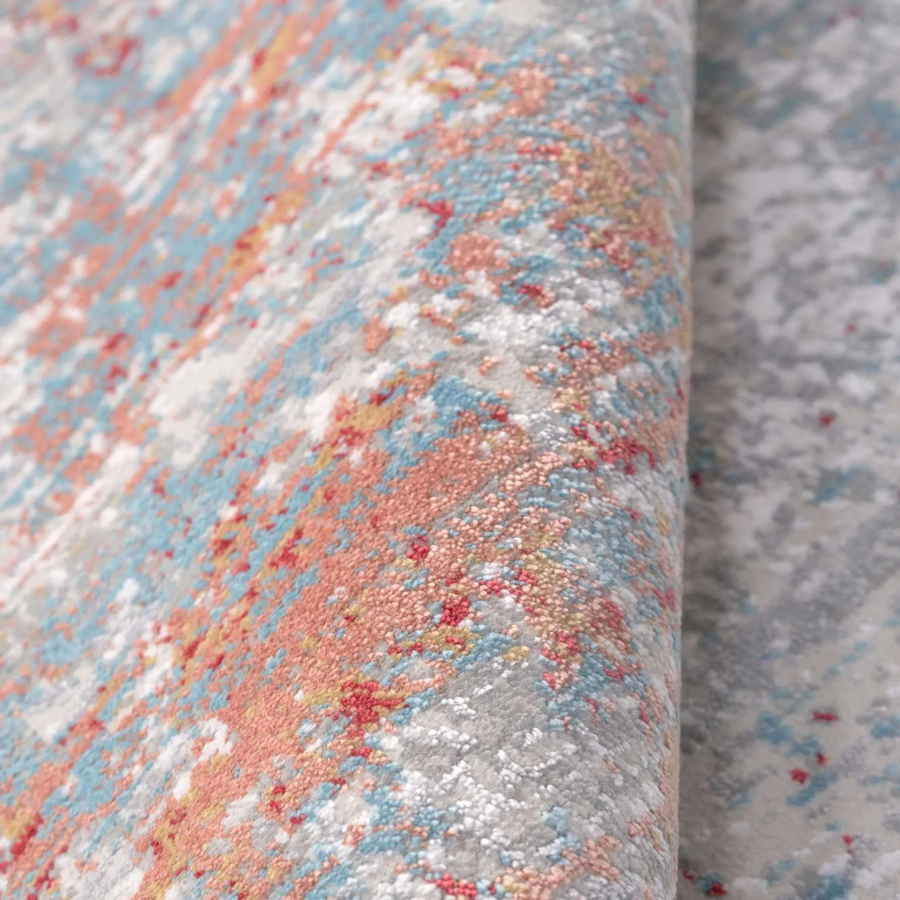 Blue Terracotta Abstract Canvas Runner Rug