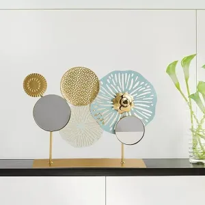 BLURISM Metal Wall Art Decor Mirrored Flower table top Wall Sculpture Decorative Artwork Mirror Wall Hanging Decor for Living Room Home Office Hallway Bedroom Kitchen