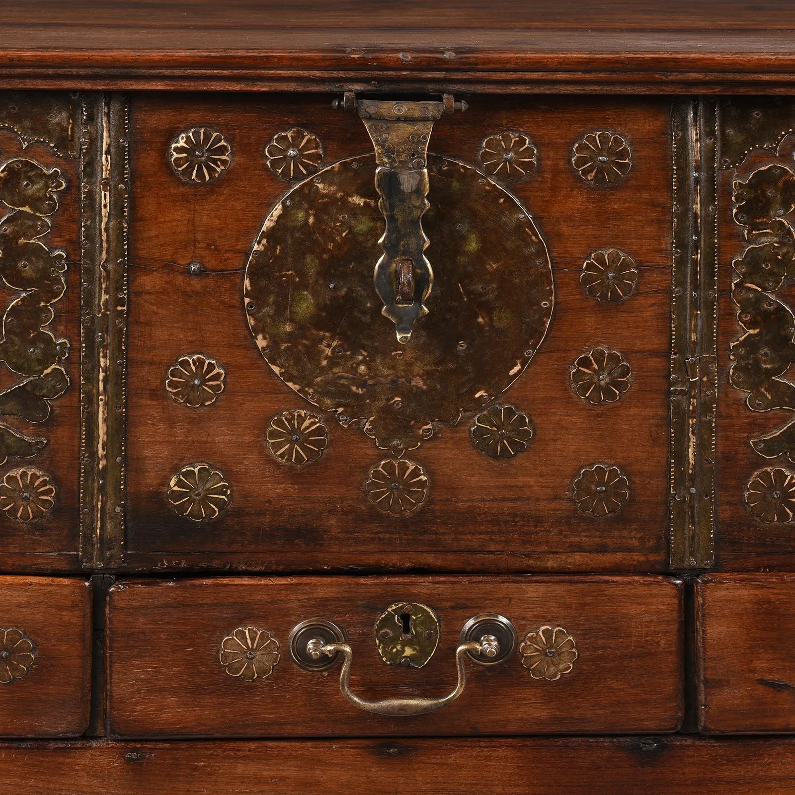 Brass Bound Rosewood Chest From Kutch - 18th Century
