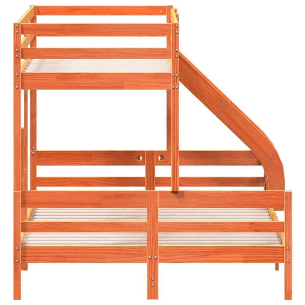 Bunk Bed 80x200/140x200 cm Wax Brown Solid Wood Pine