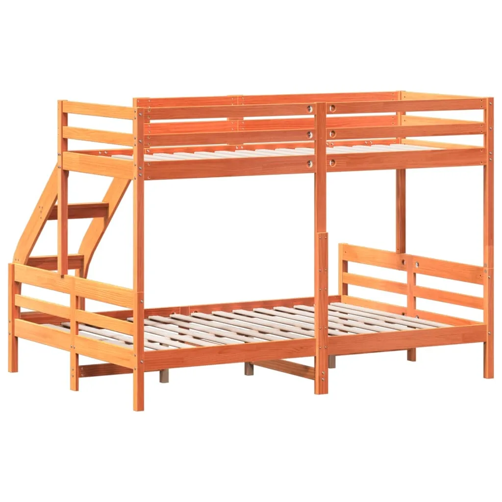 Bunk Bed 80x200/140x200 cm Wax Brown Solid Wood Pine